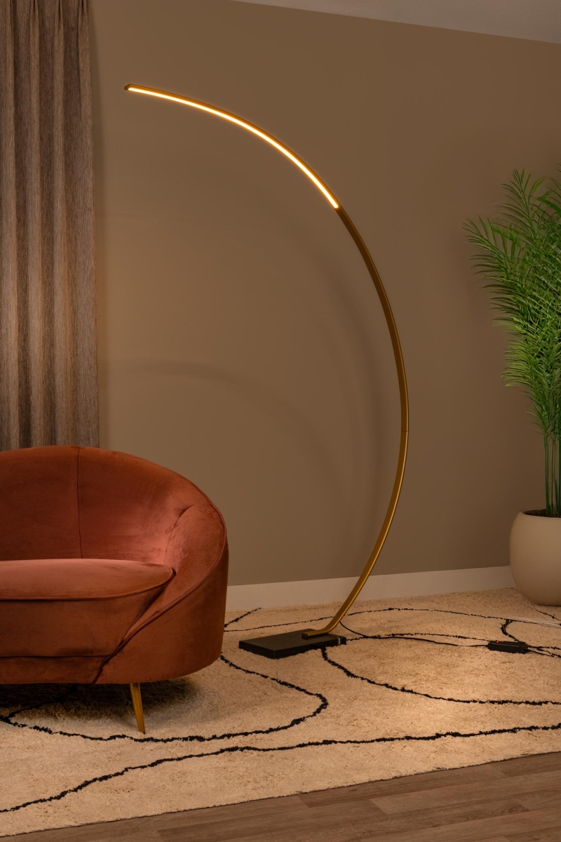 Lucide CURVE - Oblúková stojaca lampa - LED Dim. - Matné zlato / mosadz